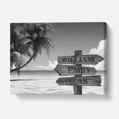 Custom Multiple Names Tropical Canvas