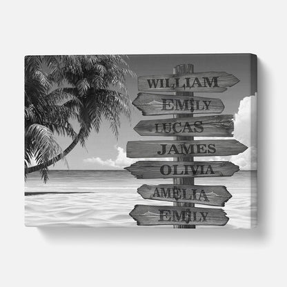 Custom Multiple Names Tropical Canvas